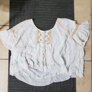 COPY - Free People boho embroidered peasant top M